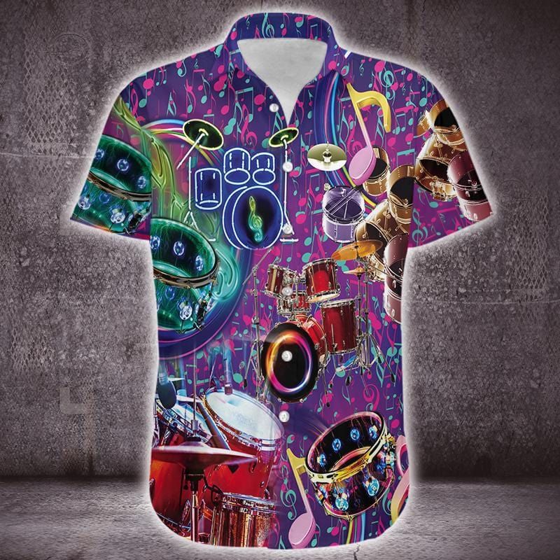 Felacia [Hawaii Shirt] Amazing Colorful Neon Light Drum Unisex Hawaiian Aloha Shirts-ZX2512